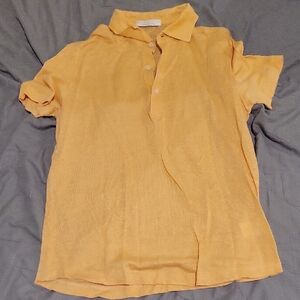 Casual Men's Short Sleeve Shirt in Mustard